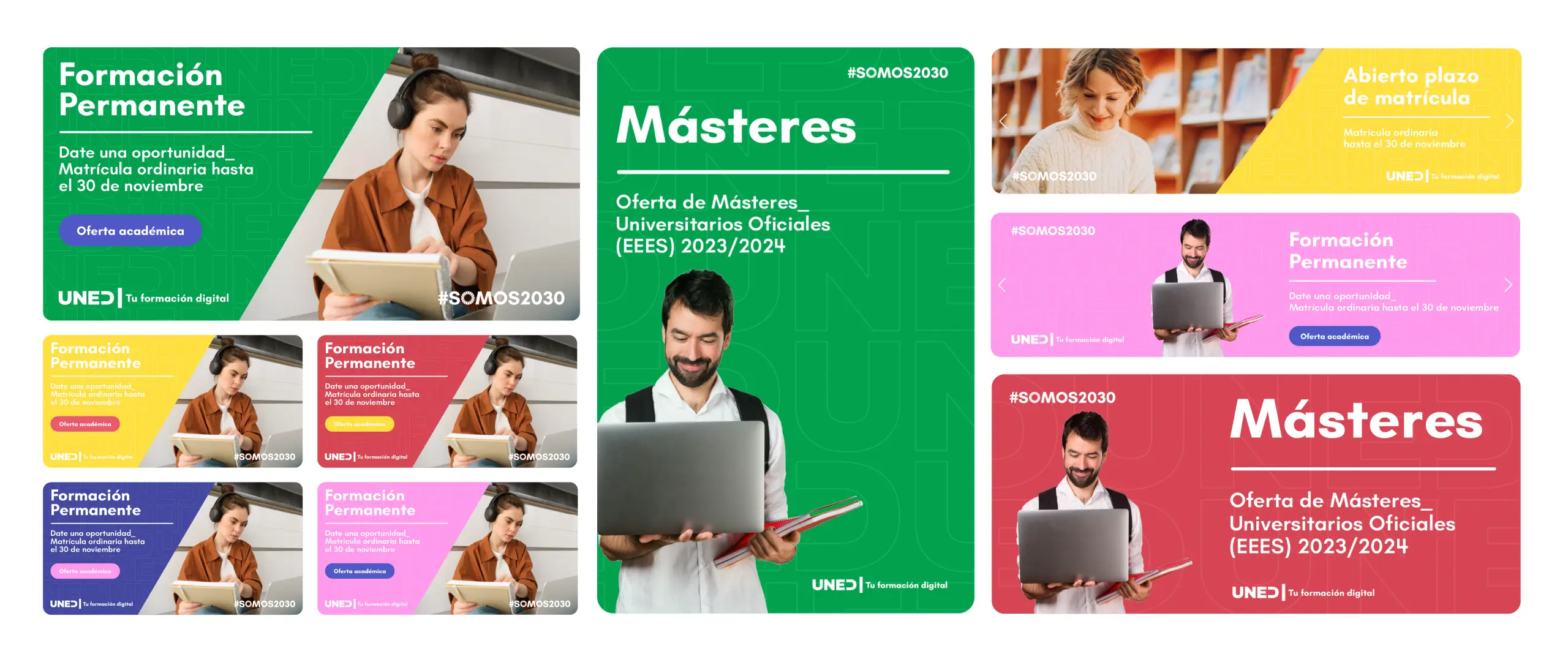 Maquetación y composivión de formatos digitales para presentar los estudios de la UNED: banners, skycrappers, megabanners, publicaciones, entre otros